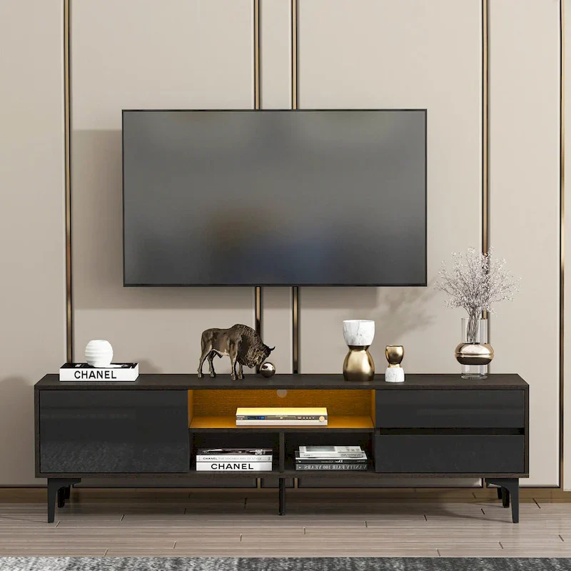 TV Cabinet,entertainment center with LED remote control lights