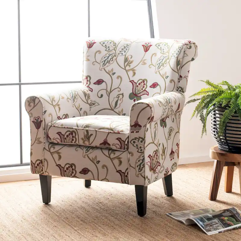 SAFAVIEH Shamika Red/Ivory Floral Club Chair - 30 W x 33 D x 35 H