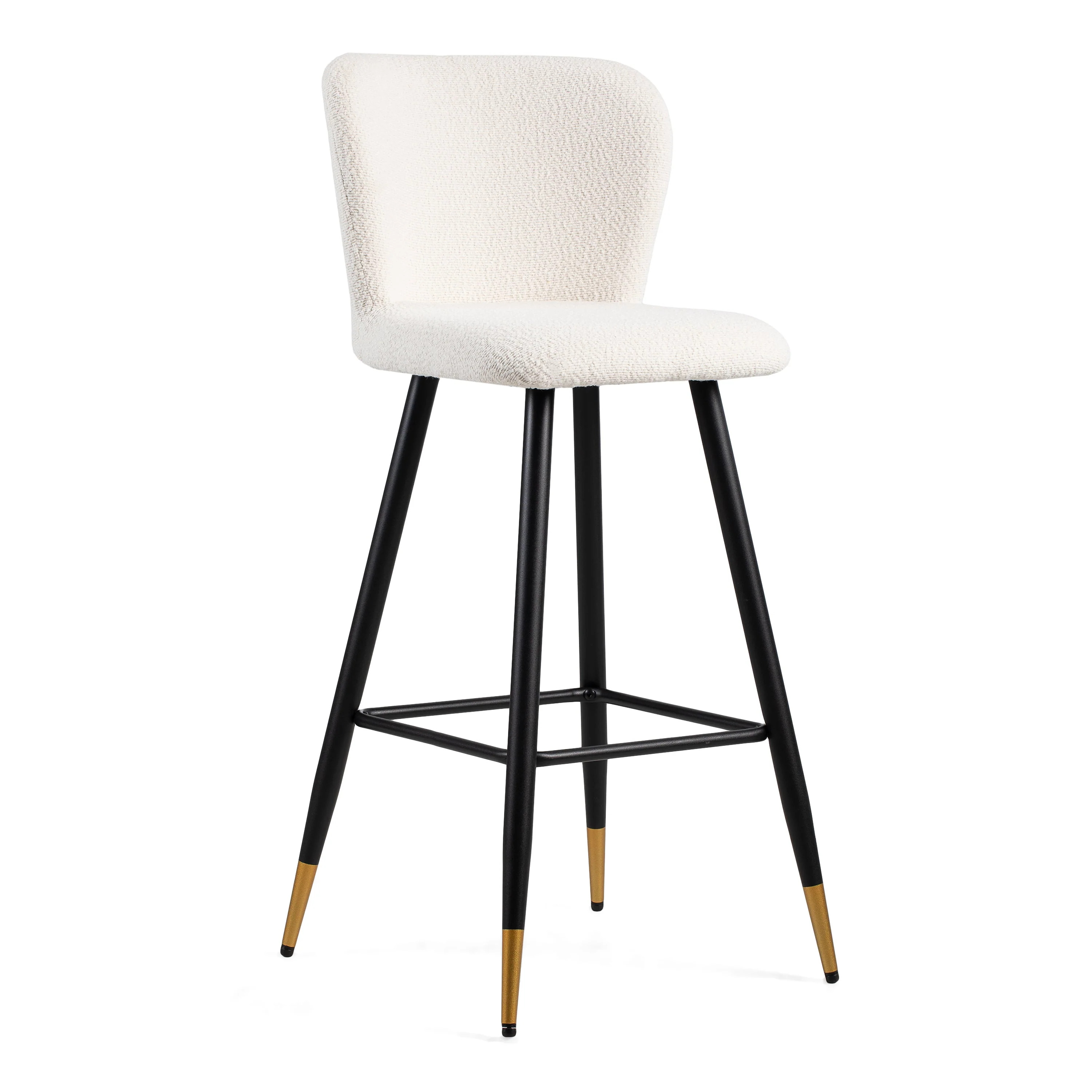 Modern Beige Upholstery Fabric Bar Stools with Footrest
