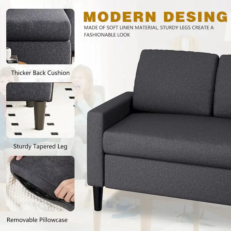 Futzca 74 Convertible Sectional Sofa Couch, Small L-Shaped Sofa