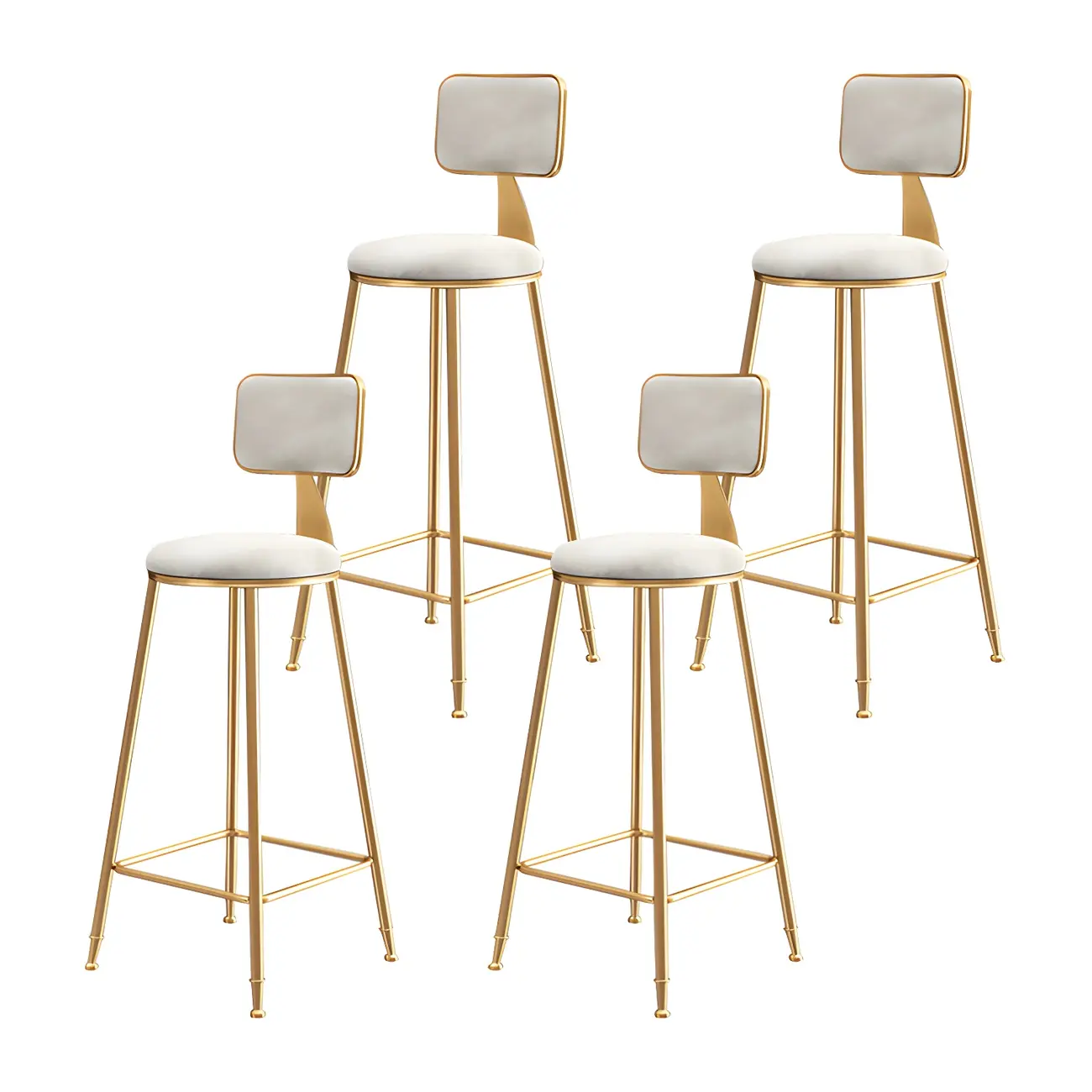 Round Velvet Upholstered Counter Bar Stools