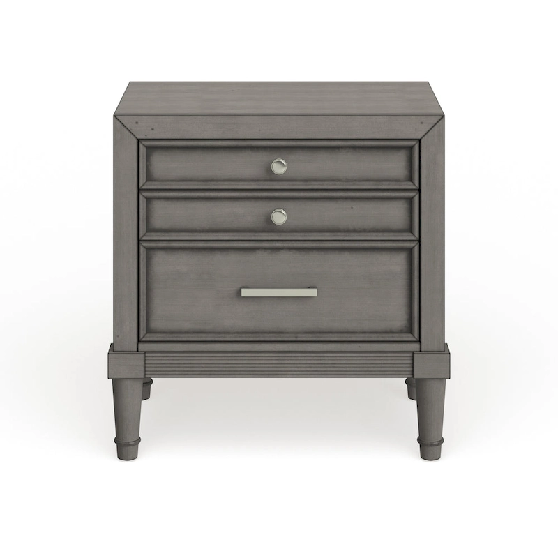 Hax Transitional Grey 2-Drawer Solid Wood Nightstand by Furniture of America