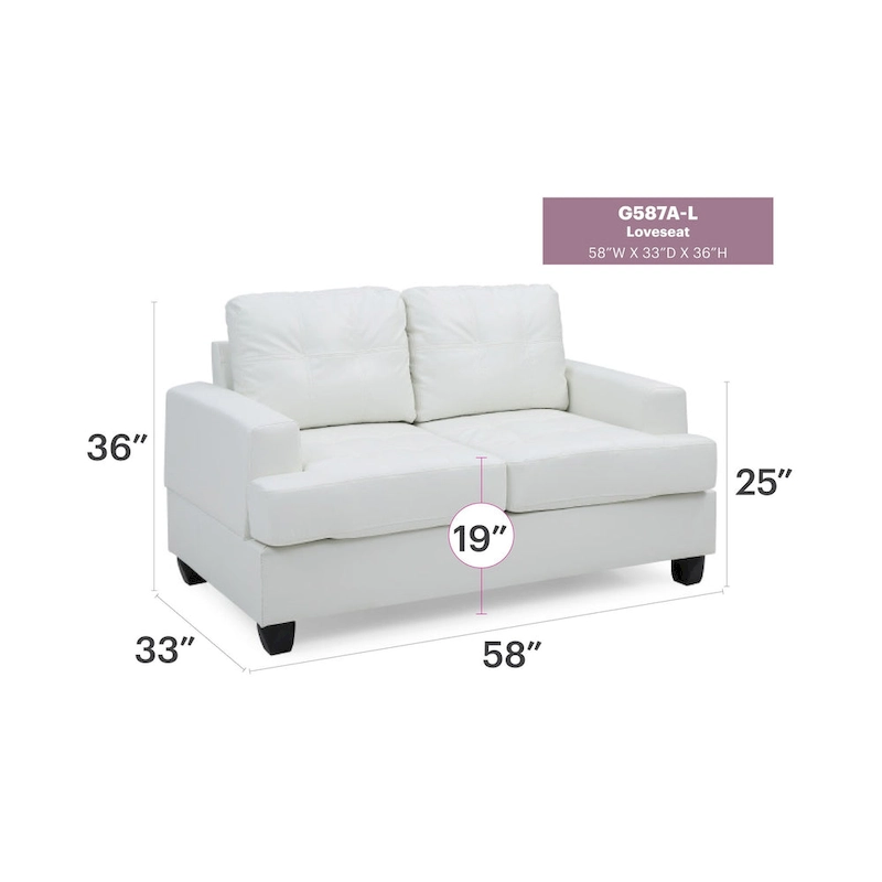 Sandridge 58 in. W Flared Arm Faux Leather Straight Sofa - 34 L x 58 W x 36 H