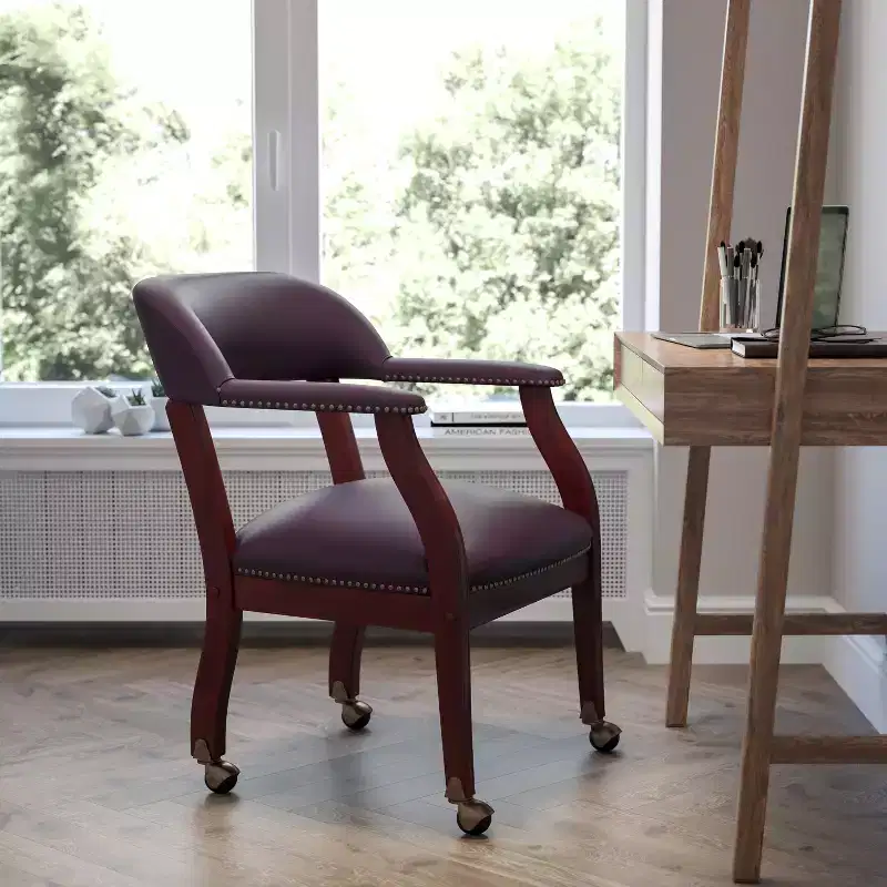 Emma and Oliver Conference Chair with Accent Nail Trim and Casters
