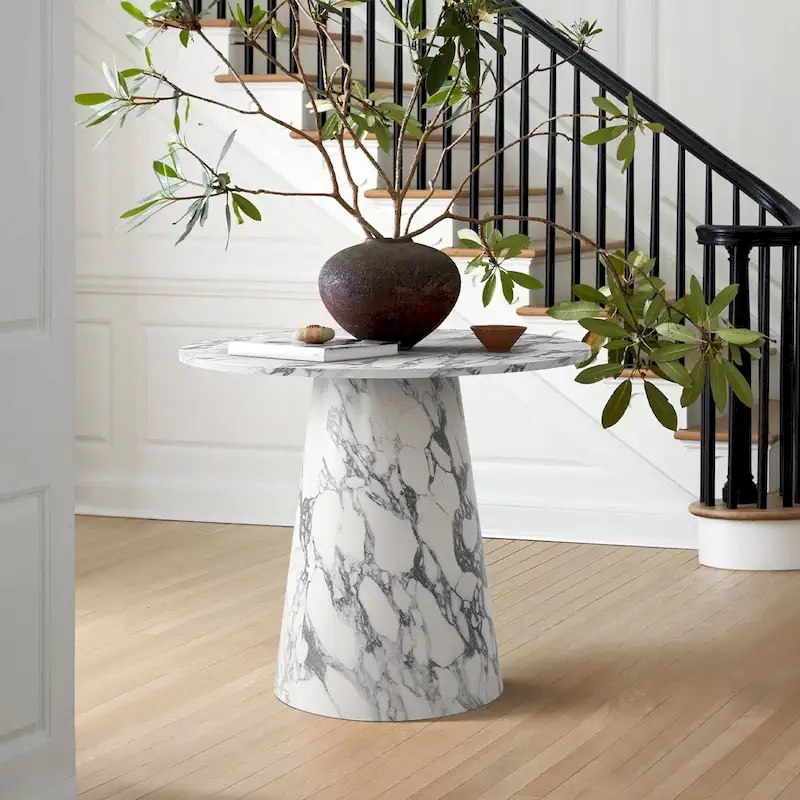 35 Faux Marble Small Round Pedestal Dining Table
