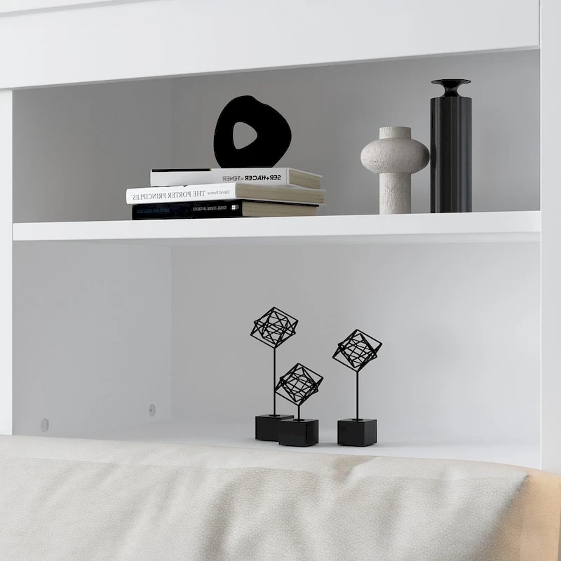 65Timechee Queen Bookcase Headboard RGB Light Adjustable Shelf