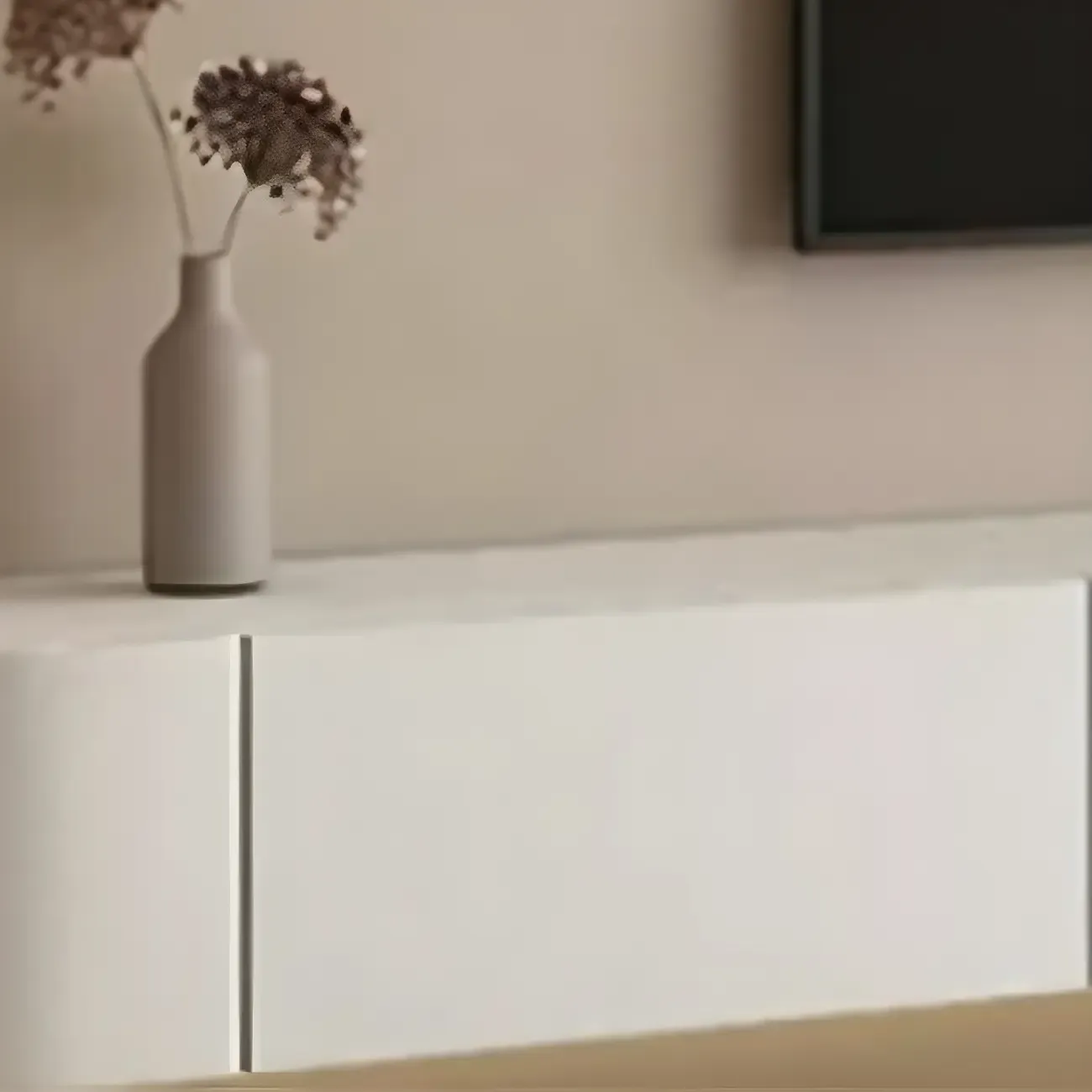 Modern Wooden Wall-Mounted TV Stand in White