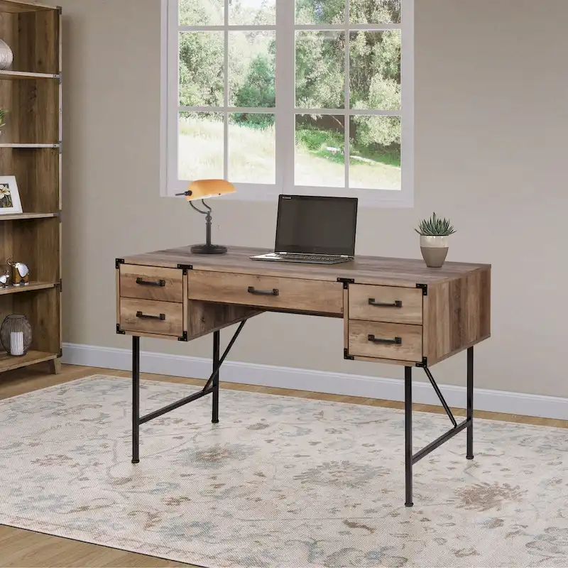 Saint Birch Cambridge Modern Farmhouse 47 Inches 5-Drawer Writing Desk