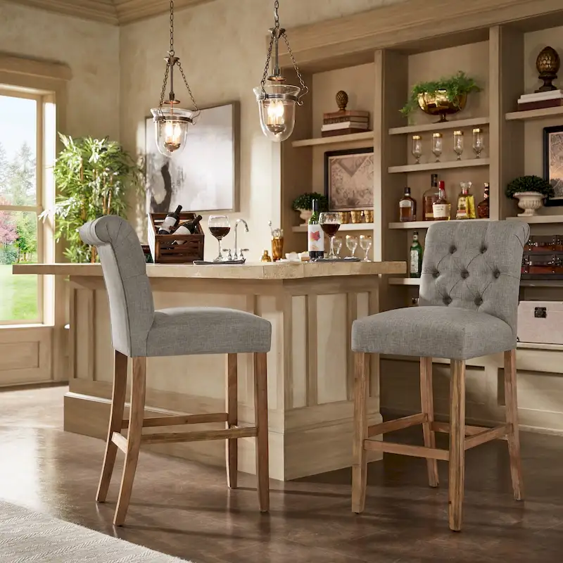 Benchwright Premium Tufted Rolled Back Counter/ Bar Height Stools (Set of 2) by iNSPIRE Q Artisan