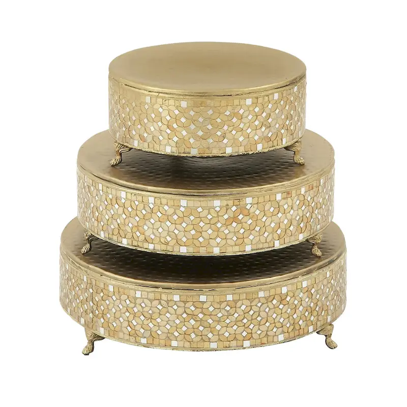 Amazing Set of Three Metal Mosaic Cake Stand