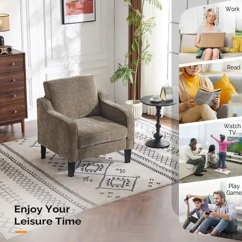 VINGLI Mid Century Modern Fabric Accent Chair