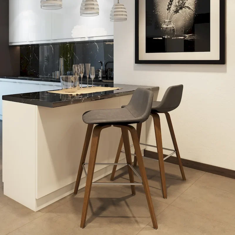 WYNDENHALL Cacey Mid Century Modern Bentwood Counter Height Stool (Set of 2) - 20.7 x 21.1 x 36.6