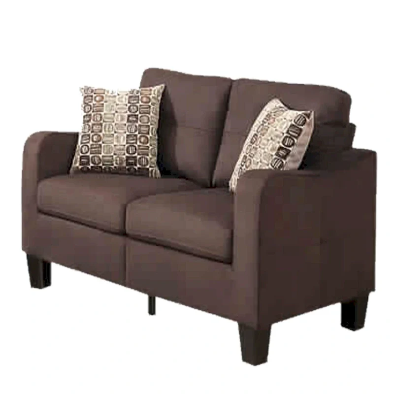 Polyfiber 2 Pieces Sofa Set With Accent Pillows Brown