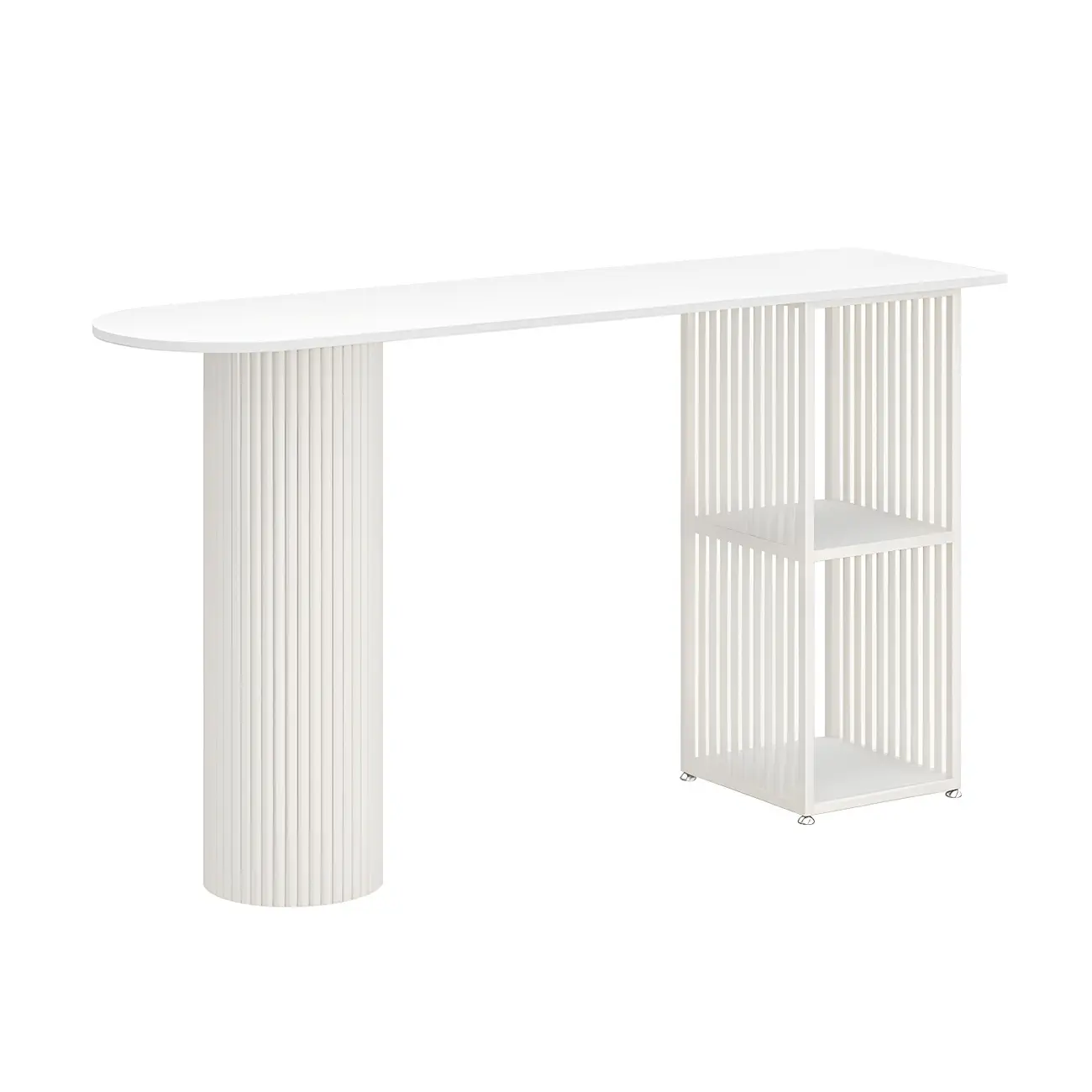 Scandinavian White Stone Top Striped Metal Storage Bar Tables