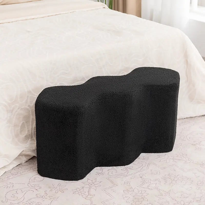 Adeco 35   Long Ottoman Bench Velvet Polygon Foot Stool
