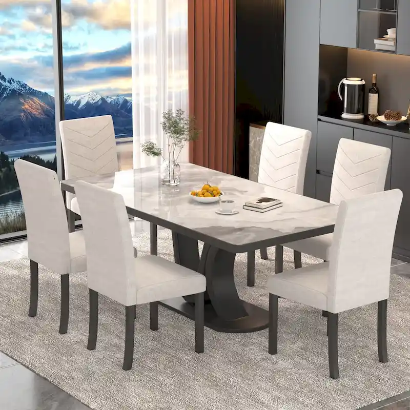 VECELO Upholstered Dining Chairs Set of 6 Parson Classic Upholstered Dining Chair,Modern 37 Parson Chairs