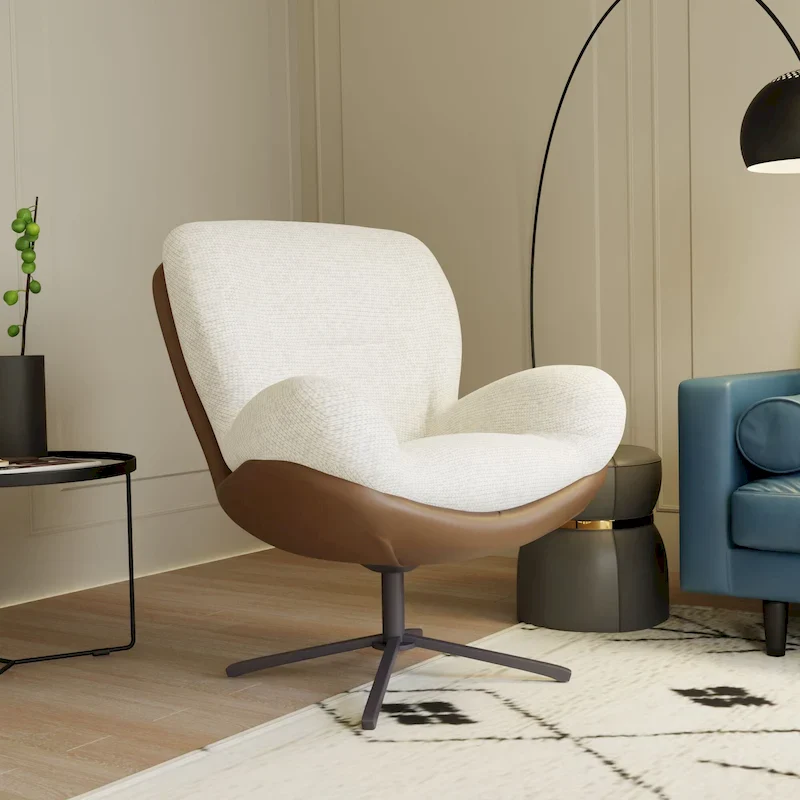 Swivel Accent Chair,Lounge Chair with Metal Base Frame,Comfy Single Leisure Sofa Chair Reading Chair with 360 Degree Swiveling