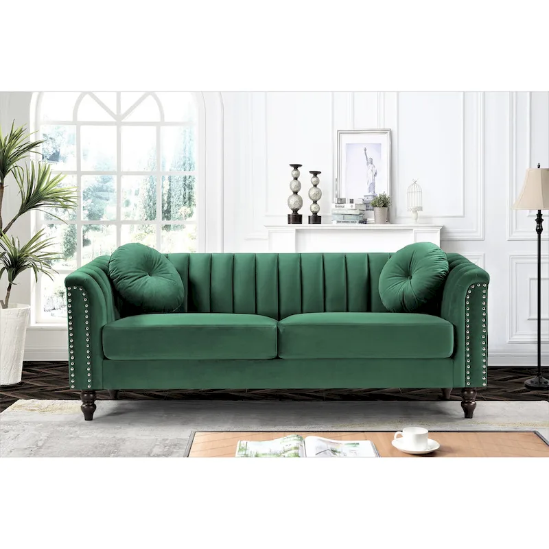 Hills Tufted Back Nailhead 75.2  Sofa