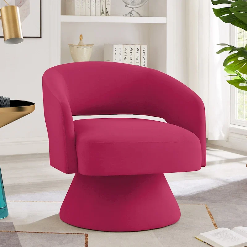 Upholstered Velvet Swivel Accent Chairs with Open Backrest