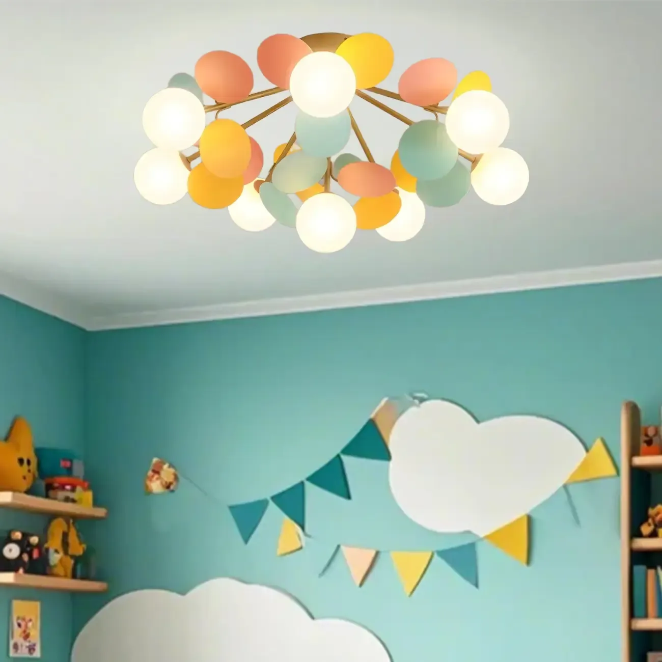 Modern Bedroom Glass Ball Semi Flush Mount Ceiling Light