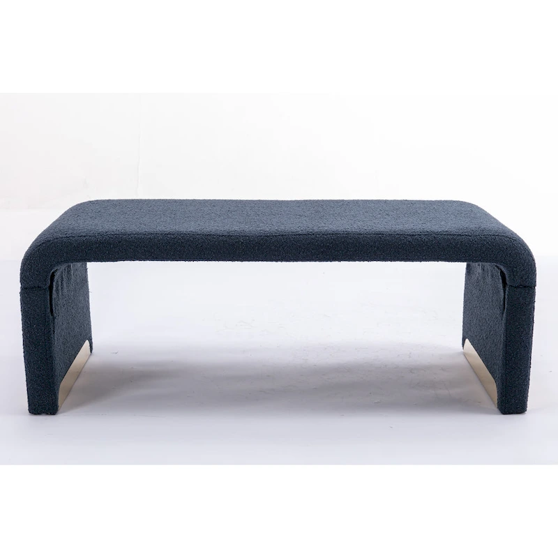 Modern New Boucle Fabric Loveseat Ottoman Footstool Bedroom Bench Shoe Bench With Gold Metal Legs