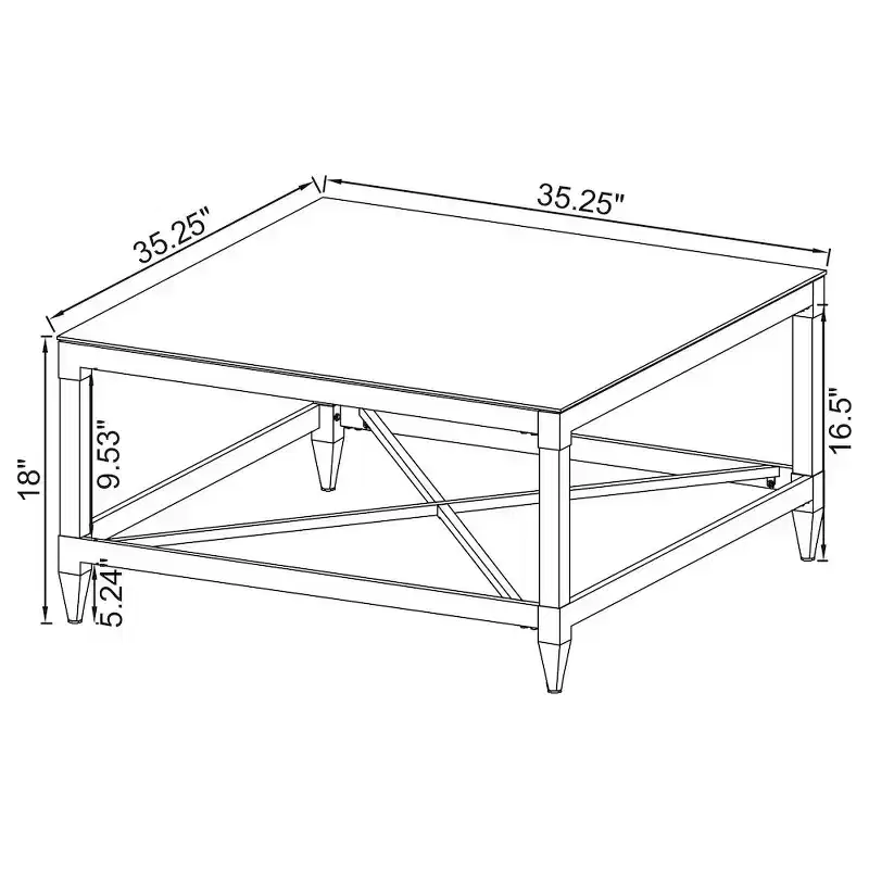 Coaster,Lindley Square Tempered Mirror Acrylic Coffee Table
