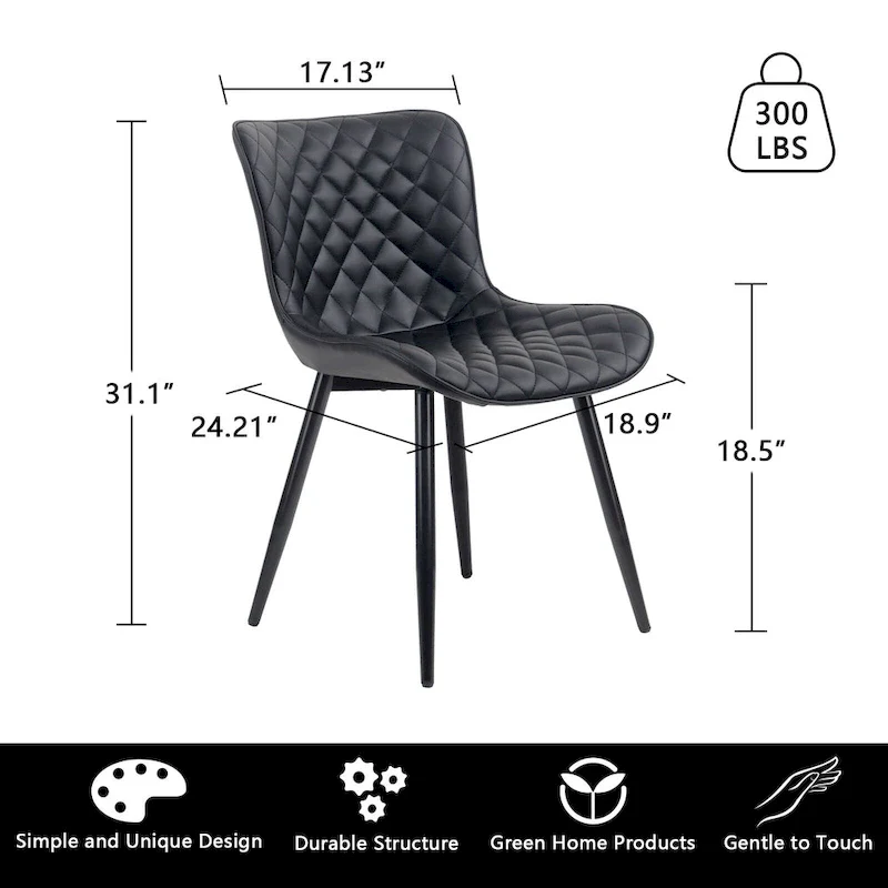 Dining Chairs Set of 2 Modern Leather Upholstered Dining Room Chair