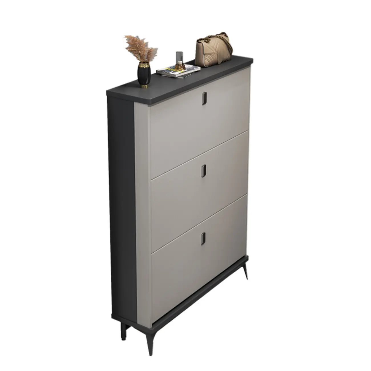 Modern Wood Shoe Cabinet with Adjustable Shelves, Entryway