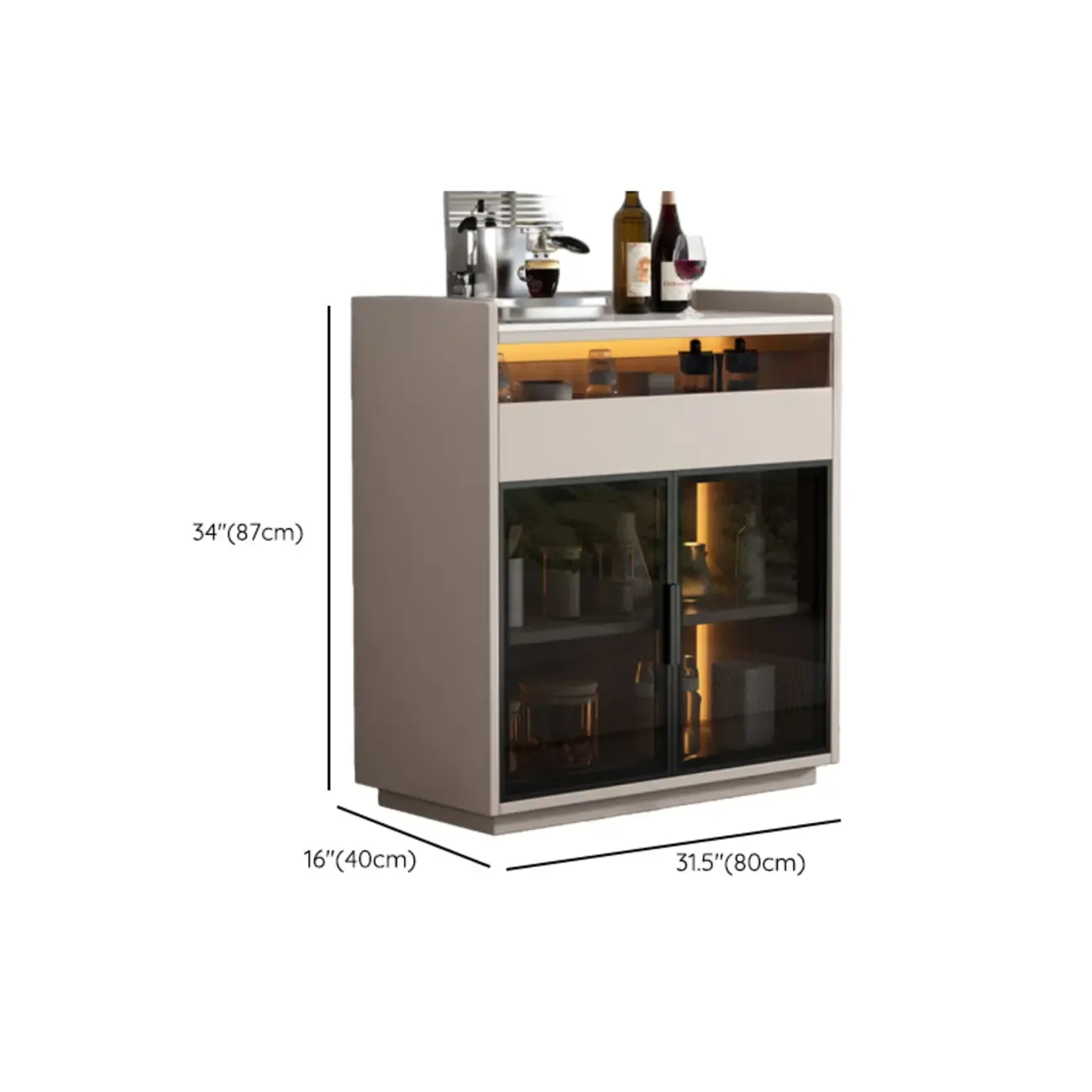 Modern Wood Buffet Sintered Stone Countertop