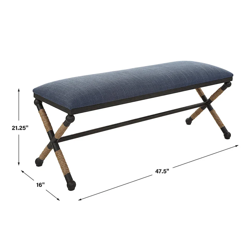 Uttermost Firth Rustic Navy Bench - 48W x 21H x 16D