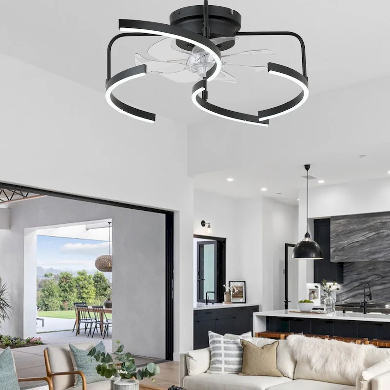 Cusp Barn 20-Inch LED 6-DIY Shape Smart Ceiling Fan With Light, 6-Speed Reversible Ceiling Fan Light With Remote Control