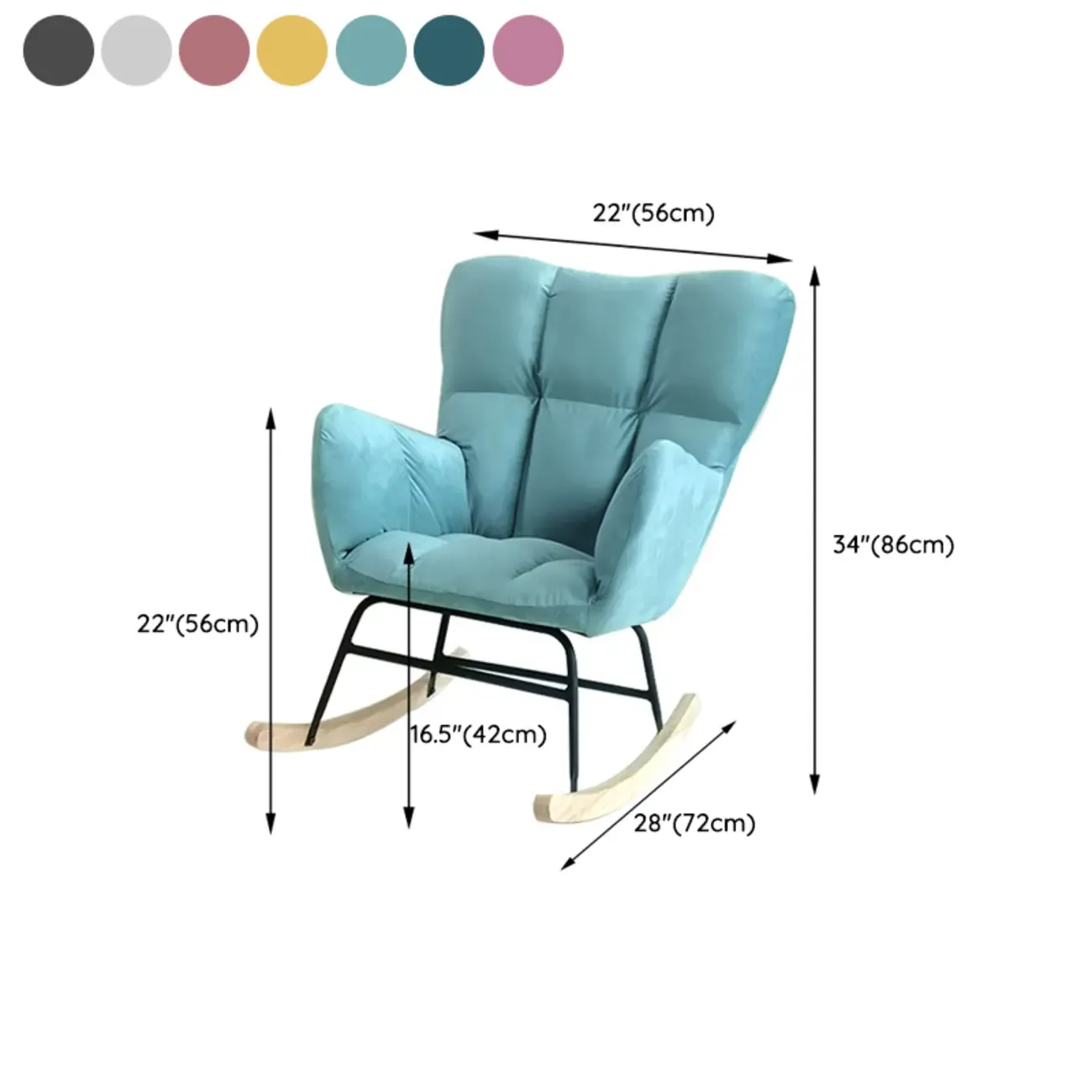 Tech Cloth Upholstered Wood Rocking Chair with Recessed Arm