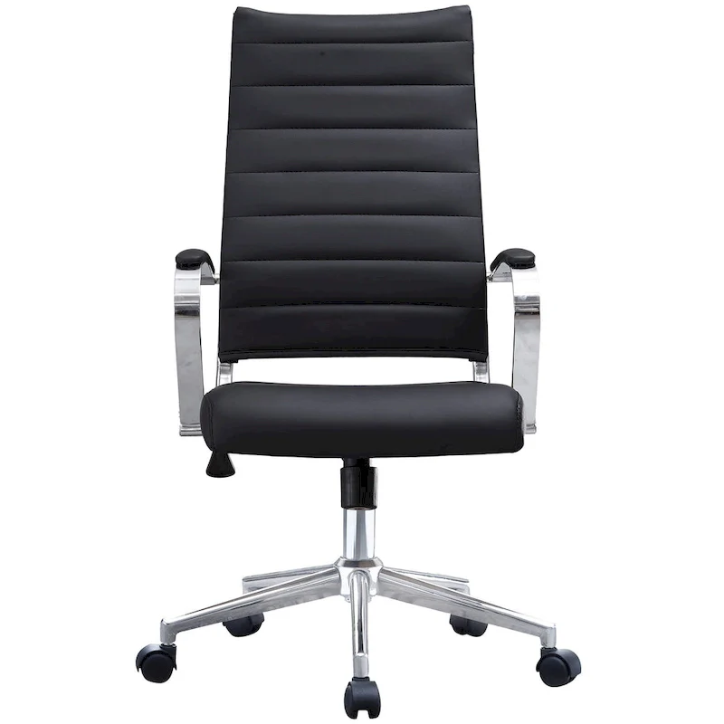 Modern High Back Office Chair Ribbed PU Leather Manager Tilt Conference Room Computer Desk Boss Task Executive Boss