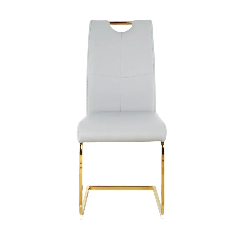 Modern Faux Leather Padded Seat Dining Chairs with gold Metal Legs,Set of 2
