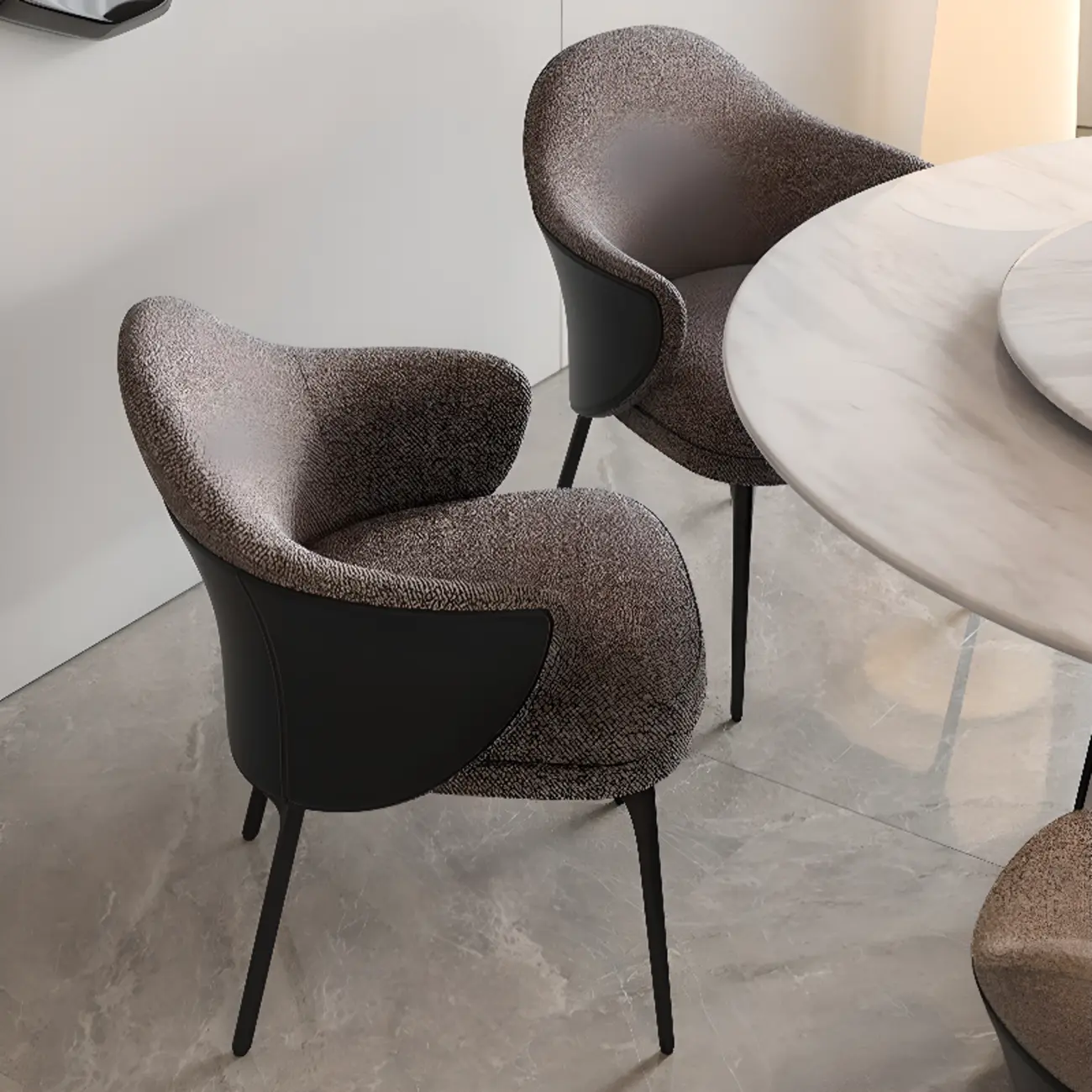 Modern Cotton Upholstered Leather Fabric Dining Room Chair