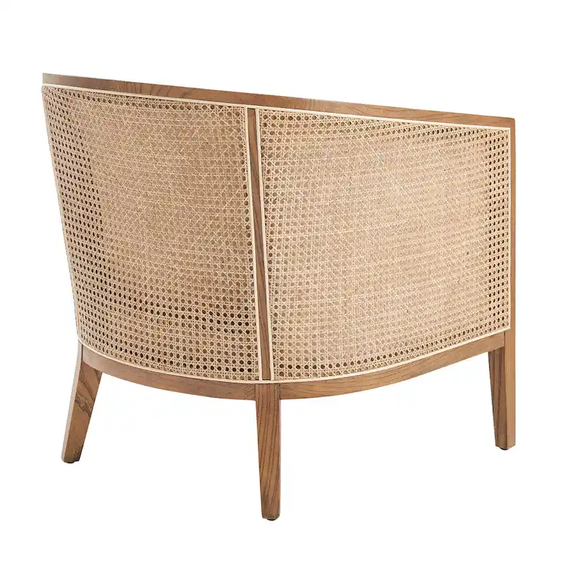 Tillman Linen Accent Arm Chair with Rattan