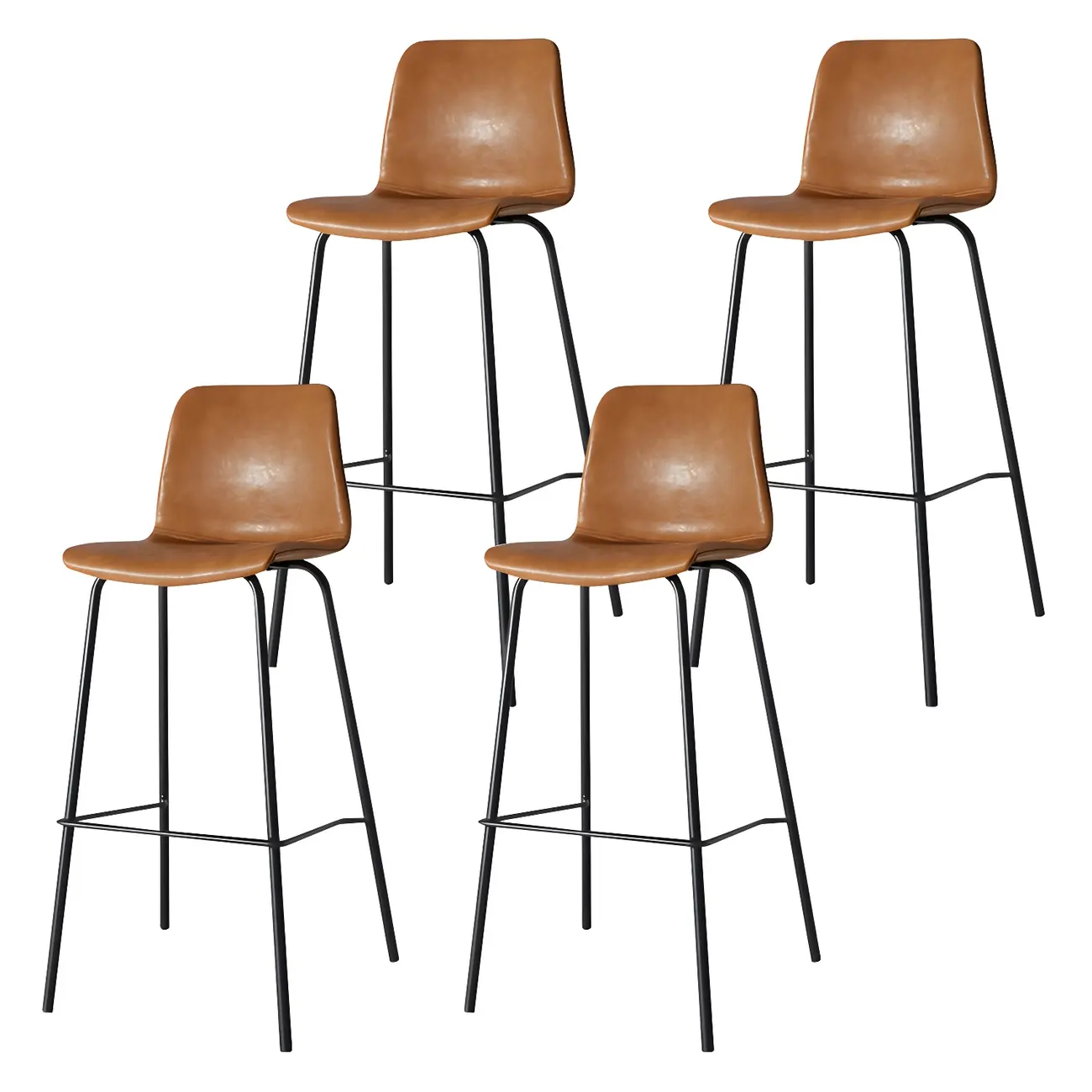 Brown Saddle Metal Frame Leather Counter Stools with Backs
