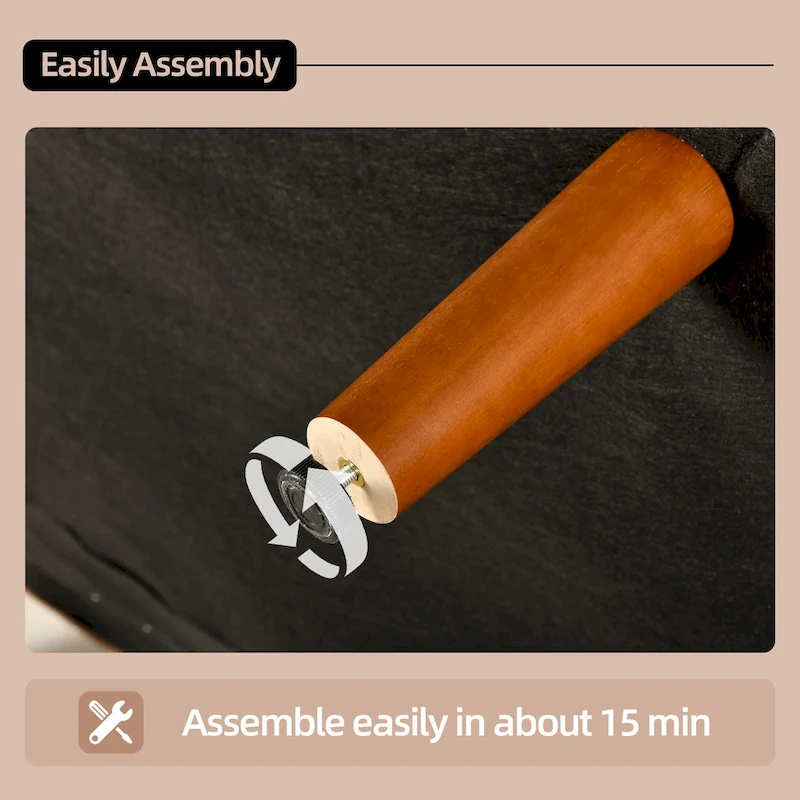 HOOOWOOO Mid-Century Modern Upholstered Sofa Couch with Rolled Pillows