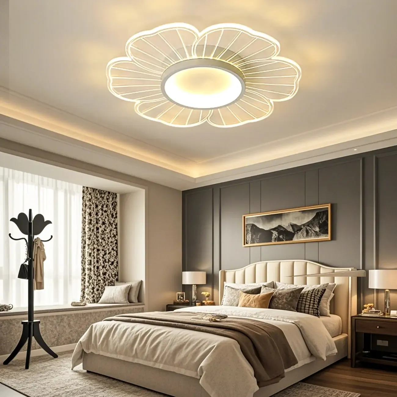 Floral LED Flush Mount Ceiling Light for Residential Use