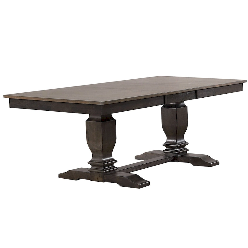Double Transitional Base Dining Table In Antique Grey - N/A