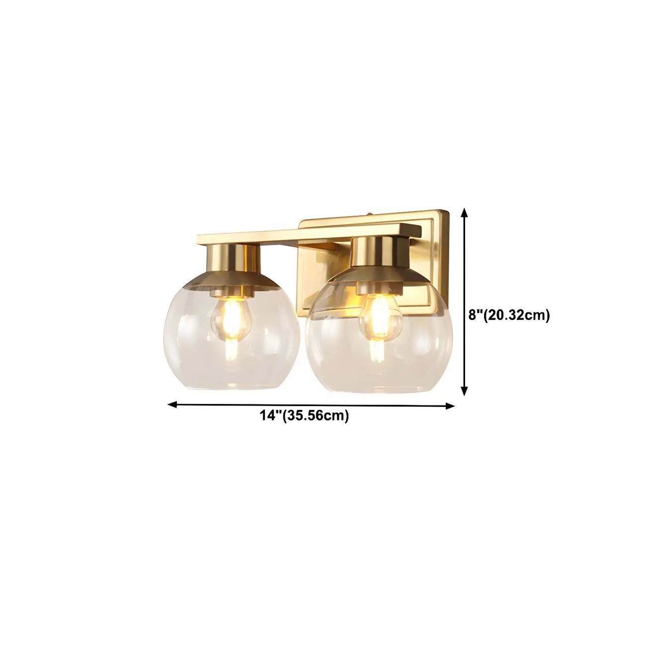 Modern Gold Clear Glass Dome Bathroom Vanity Light