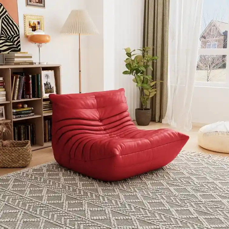 Furgle Microfiber Leather Sofa Ergonomic Design Lazy Sofa Floor Sofa