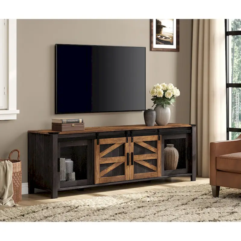 Sliding Barn TV Stand Entertainment Center for 75 TV