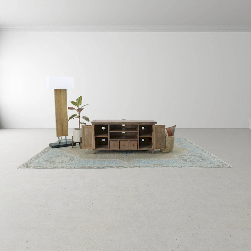 47 Wide Small Media Unit, Light Brown