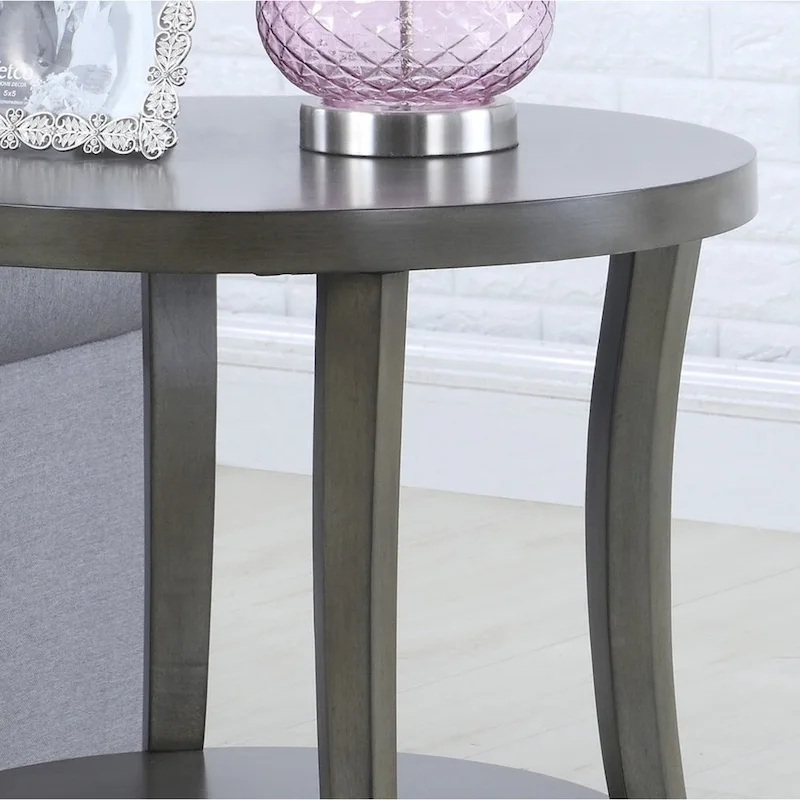 Contemporary Oval Shelf End Table, Gray
