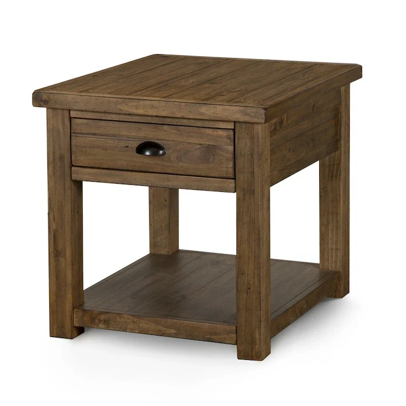 Stratton Rustic Warm Nutmeg Rectangular End Table with Storage