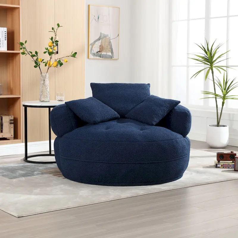 Circular wide living room fabric sofa, balcony homestay lazy sofa chair