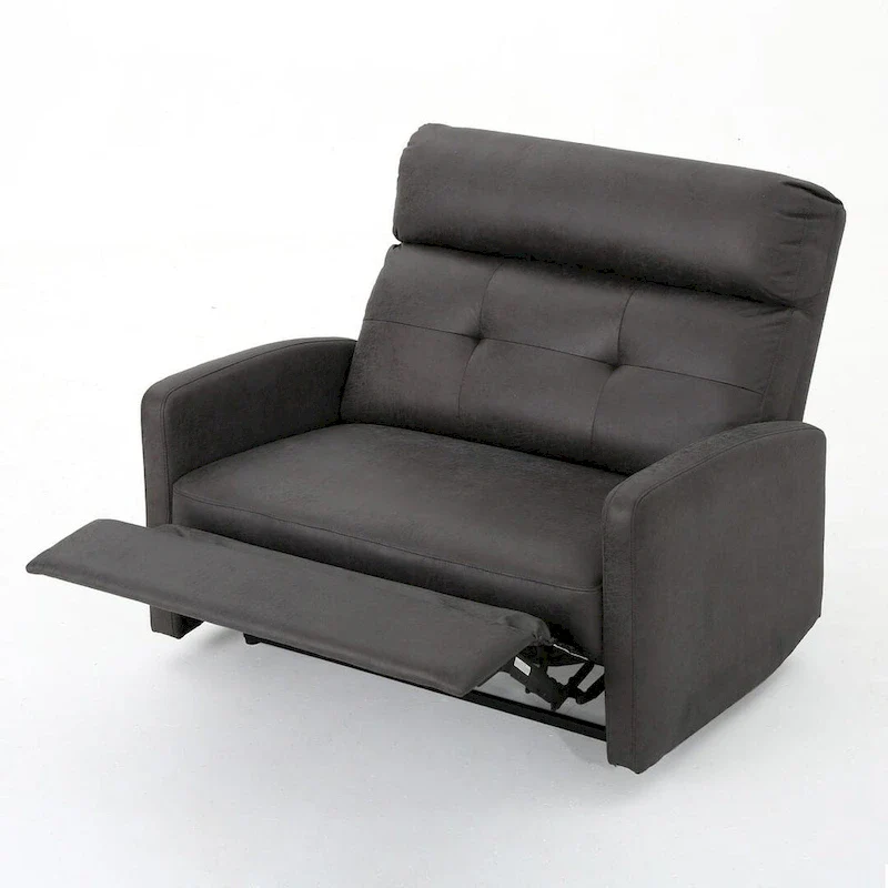 Modern Fabric Double Seat Recliner Chair with Plush Cushions by Christopher Knight Home