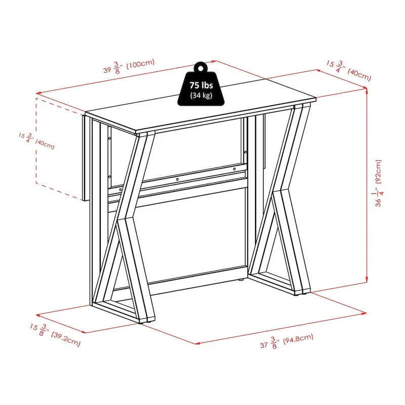 3-Pc Drop Leaf High Table with Cushion Seat Counter Stools, Walnut and Espresso
