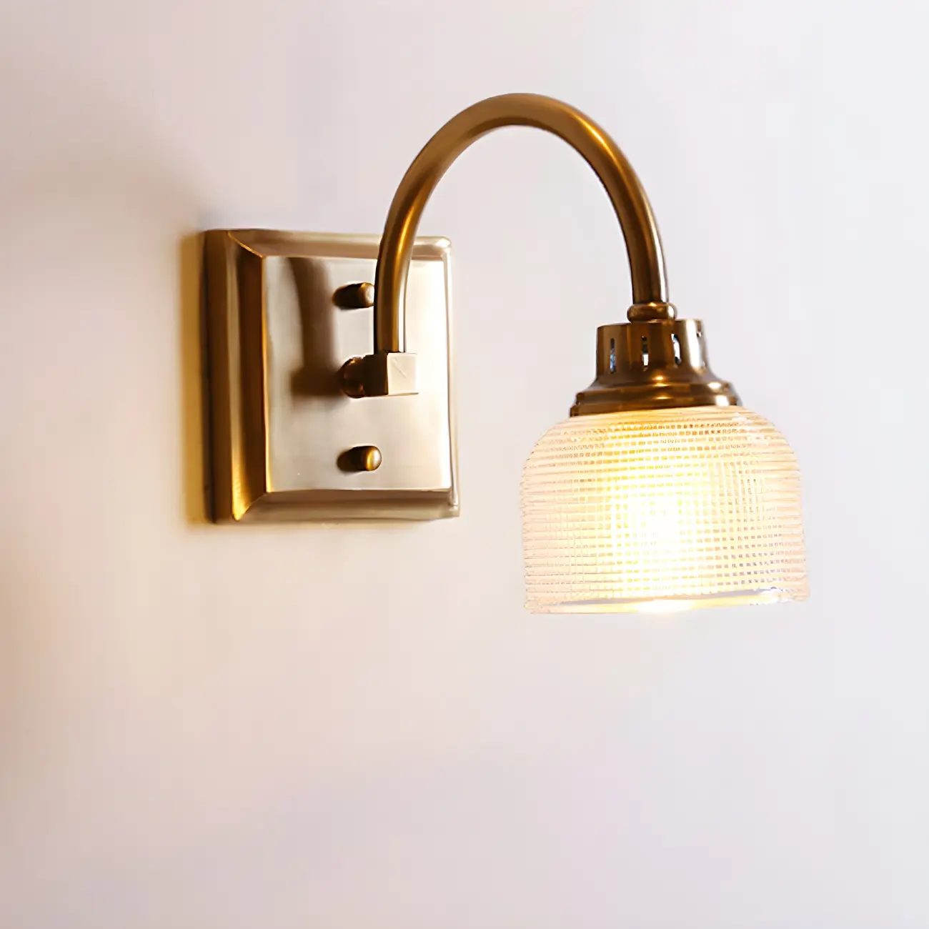 Glam Brass Vanity Lights with Prismatic Glass Shade for Bathroom
